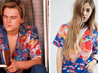 A la derecha, camisa hawaiana de Asos que se basó en la que lució DiCaprio en la película 'Romeo+Julieta'.
