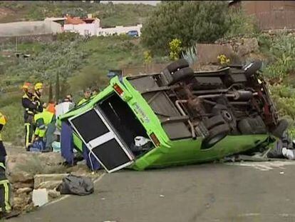Un ciudadano suizo muere tras el vuelco de un microbús turístico en Gran Canaria