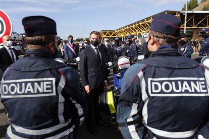 El presidente francés Emmanuel Macron el 5 de noviembre en la frontera franco-española en Le Perthus