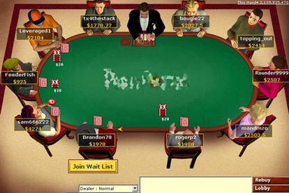 Imagen de archivo de una partida de póquer por Internet.