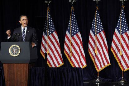 El presidente de EE UU, Barack Obama, durante su discurso.