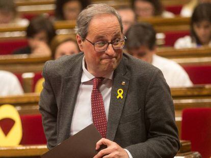 Quim Torra, en el Parlament, en una imagen de archivo. En vídeo, declaraciones de Torra este lunes en RNE.