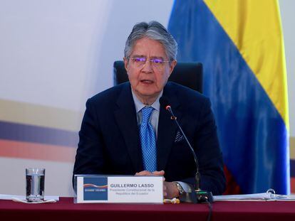 El presidente de Ecuador, Guillermo Lasso, en el undécimo gabinete binacional Ecuador-Colombia.