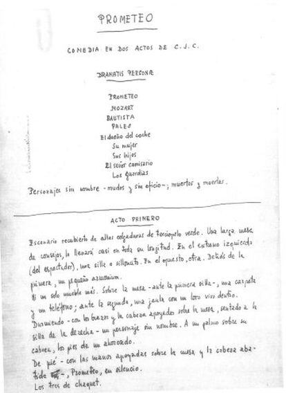 Imagen del manuscrito del guion para cine de 'Prometeo'.