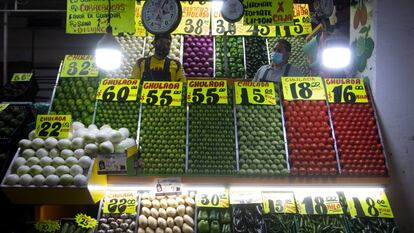 Un puesto de venta de verduras en Ciudad de México.