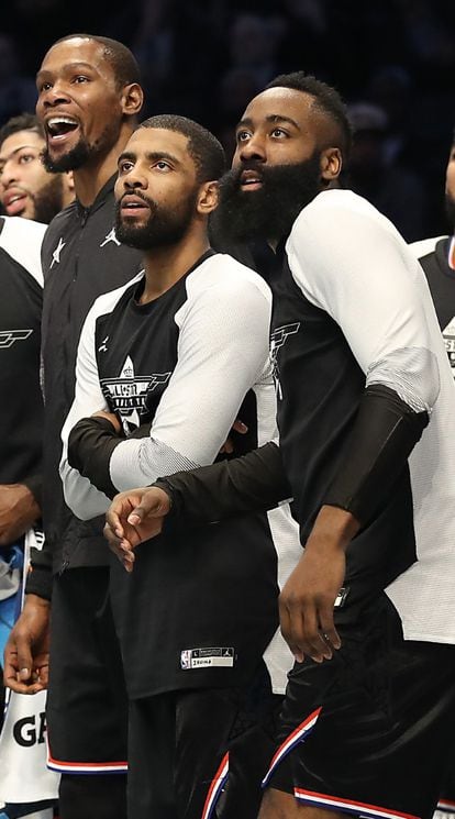 Durant, Irving y Harden, en el All Star de 2019.