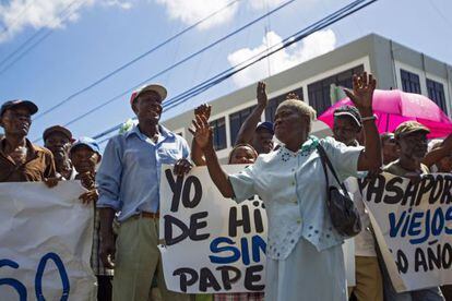 Haitianos en República Dominicana protestan en Santo Domingo.