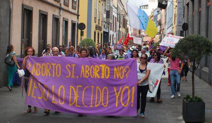 Manifestación en La Laguna (Tenerife) contra la reforma de la ley del aborto.