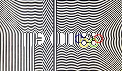 Uno de los desarrollos del logotipo de los Juegos de México.