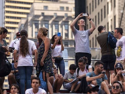 Turistas en Times Square, Nueva York, en agosto de 2019