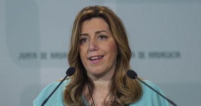 La presidenta de la Junta de Andalucía en funciones, Susana Díaz, este lunes.