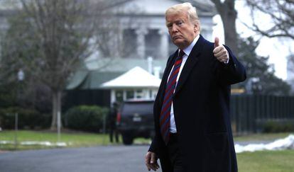El presidente Donald Trump a su llegada a la Casa Blanca, el pasado sábado.