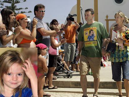 Gerry y Kate McCann, en Praia da Luz (Portugal, poco después de denunciar la desaparición de su hija Madeleine (en el recuadro) en agosto de 2007.