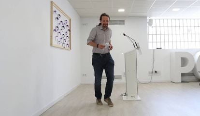 Pablo Iglesias, tras una rueda de prensa el pasado viernes.