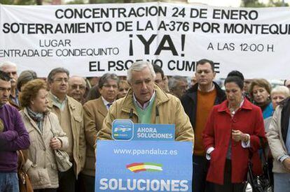 El vicesecretario de política autonómica y local del PP, Javier Arenas, ayer en un acto en Dos Hermanas (Sevilla).