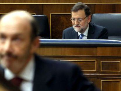 Rubalcaba y Rajoy, en el debate.