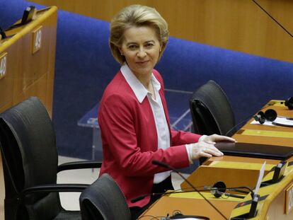 Ursula Von der Leyen, el pasado jueves en el Parlamento Europeo.