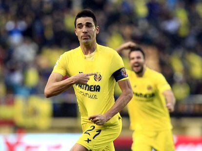 Bruno Soriano celebra el gol del Villarreal. 