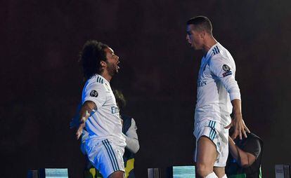 Marcelo y Cristiano, en la celebración de la Champions en el Bernabéu.