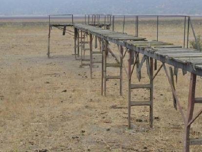 La laguna Aculeo, alguna vez un atractivo turístico, sin agua por la sequía.