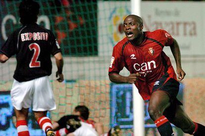 Webó festeja el último gol de Osasuna ante el Athletic.