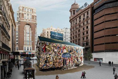 Fotomontaje de cómo se verá el hotel en la plaza de Callao desde el próximo 19 de enero.