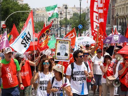 Manifestación de funcionarios de Justicia en Madrid el 27 de junio.