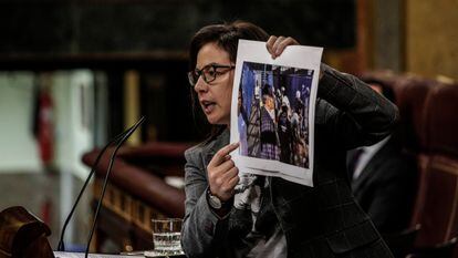 La portavoz del PP en Interior, Ana Belén Vázquez, en su intervención sobre los hechos ocurridos en Melilla.