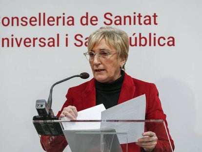 La consejera de Sanidad, Ana Barceló, durante la presentación del plan especial de atención Primaria.  