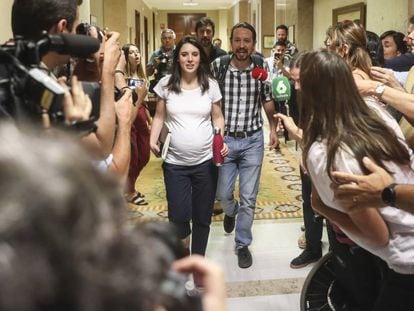 Irene Montero y Pablo Iglesias, en el Congreso el pasado 5 de julio.