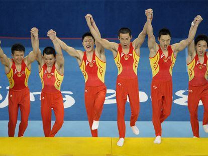 De izquierda a derecha, Chen Yibing, Huang Xu, Li Xiaopeng, Xiao Qin, Yang Wei y Zou Kai.