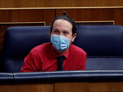 Pablo Iglesias, este miércoles durante la sesión de control al Gobierno.