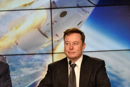 El consejero delegado de Tesla, Elon Musk, durante una rueda de prensa sobre un proyecto espacial, el pasado 19 de enero.
