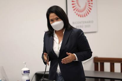 Keiko Fujimori durante la audiencia de este lunes en Lima.