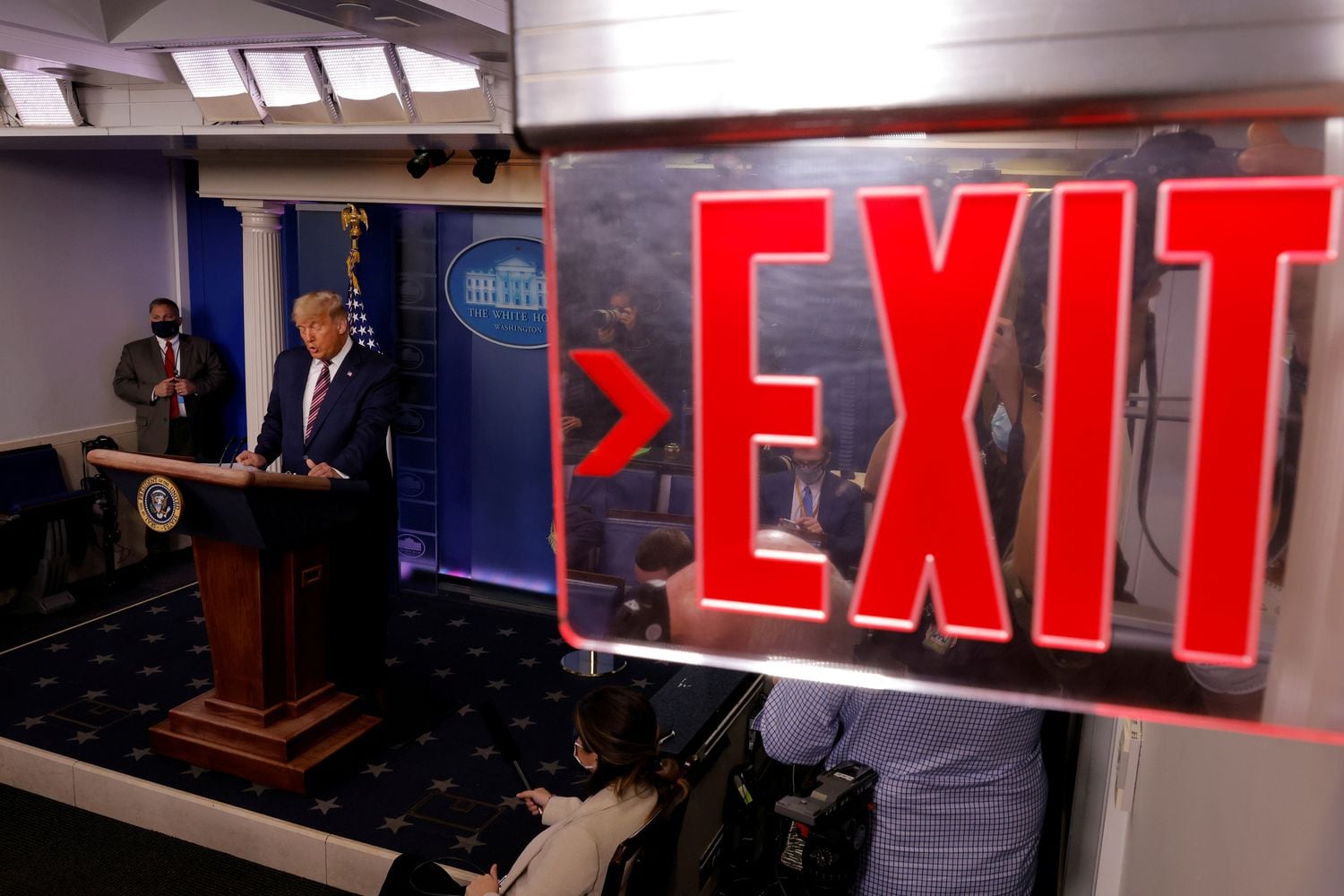 Trump, durante la rueda de prensa pronunciada el jueves.