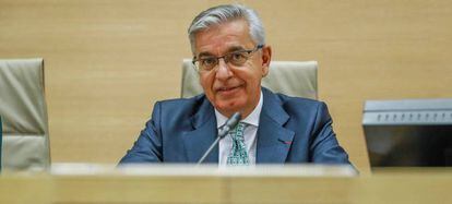 El coronel jefe de la UCO, Manuel S&aacute;nchez Corb&iacute;, durante su comparecencia en la comisi&oacute;n del Congreso.