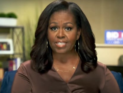 La ex primera dama Michelle Obama, durante su discurso.