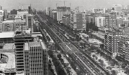 La zona del paseo de la Castellana conocida como Costa Fleming, en 1977.