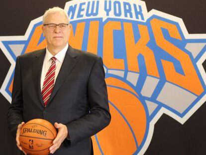 Phil Jackson, en su presentaci&oacute;n como presidente de los Knicks.