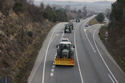 Una de las protesta de los agricultores catalanes en el Vallés Oriental (Barcelona). 