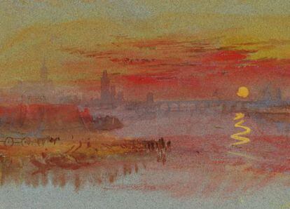 'The Sacarlet Sunset', acuarela de Turner.