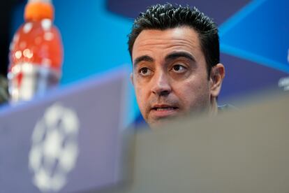 Xavi Hernández durante la rueda de prensa previa al Barça-Bayern de este miércoles.