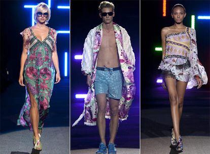 Tres de los diseños presentados ayer por Custo Barcelona en la Fashion Week de Nueva York.