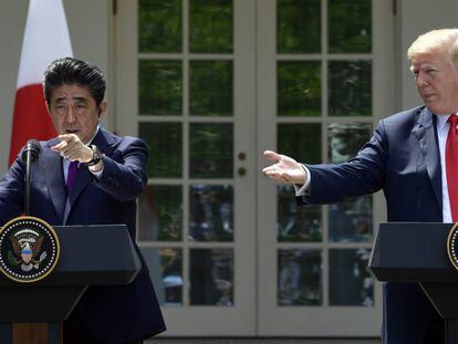 Abe y Trump, en la rueda de prensa de este jueves en la Casa Blanca