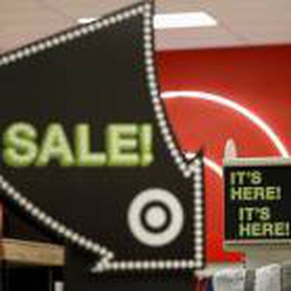 Signs point to the sale items during the Black Friday sales event on Thanksgiving Day at Target in Chicago
