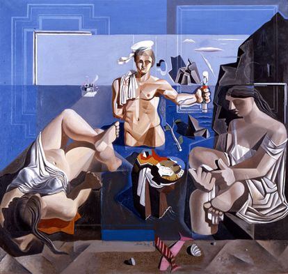 'Composición con tres figuras. (Academia neocubista)' (1926), cuadro de Salvador Dalí.