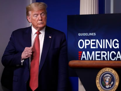 El presidente Donald Trump durante una conferencia de prensa.