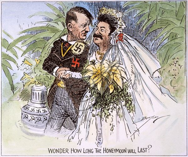 Una caricatura de la época que ironiza con el pacto germano-soviético de 1939.