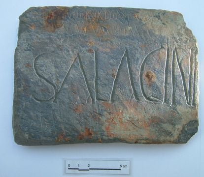 Inscripción con el nombre del dios Sagalin encontrada en Riotinto (Huelva).