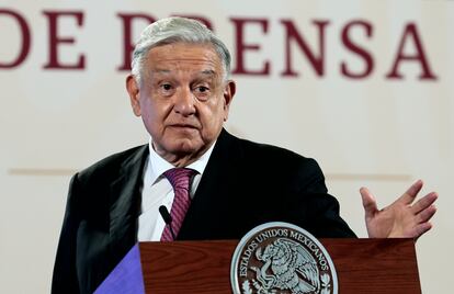 Andrés Manuel López Obrador, durante su conferencia matutina de este jueves.